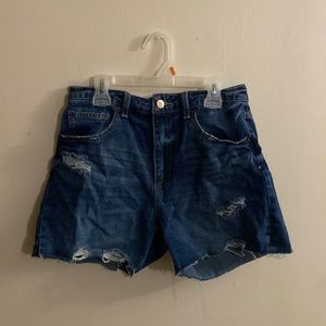 Ripped jean shorts